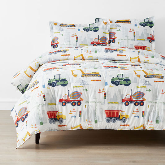 Construction Trucks Classic Cool Organic Cotton Percale Comforter Set
