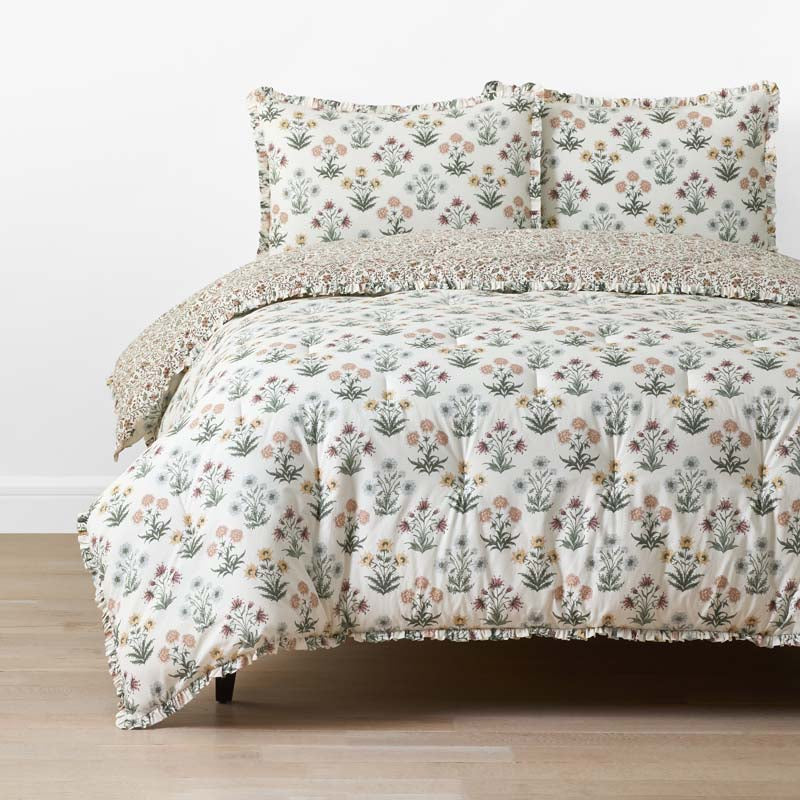 Garden Patch Reversible Garment Washed Cotton Percale Comforter Set