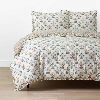 Garden Patch Reversible Garment Washed Cotton Percale Comforter Set