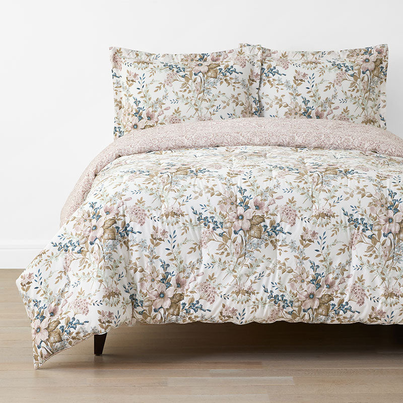 Blooming Floret Garment Washed Cotton Percale Reversible Comforter Set