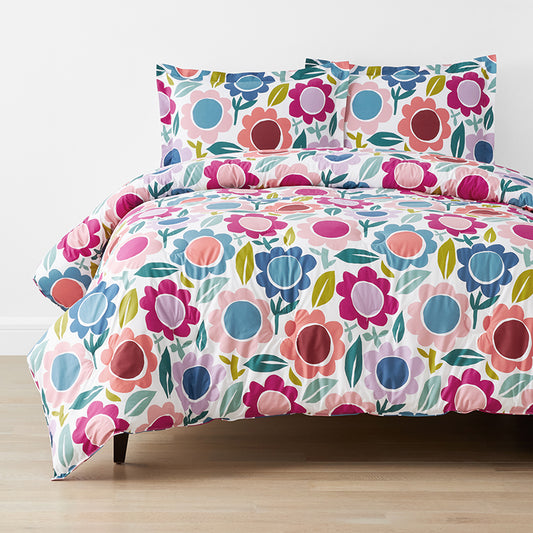 Joyful Flower Classic Cool Organic Cotton Percale Comforter Set
