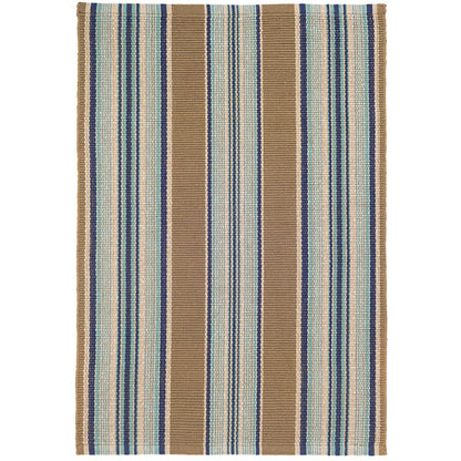 Blue Heron Stripe Handwoven Cotton Rug
