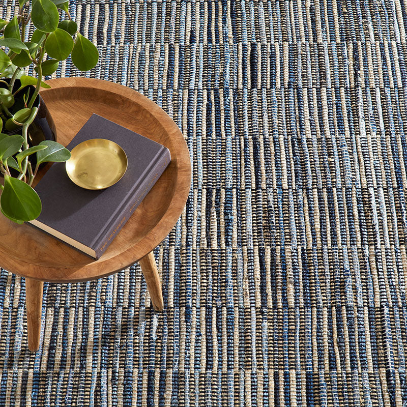 Denim Rag Handwoven Gridwork Cotton Rug