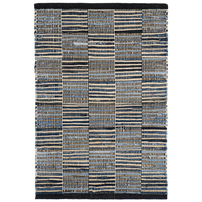 Denim Rag Handwoven Gridwork Cotton Rug