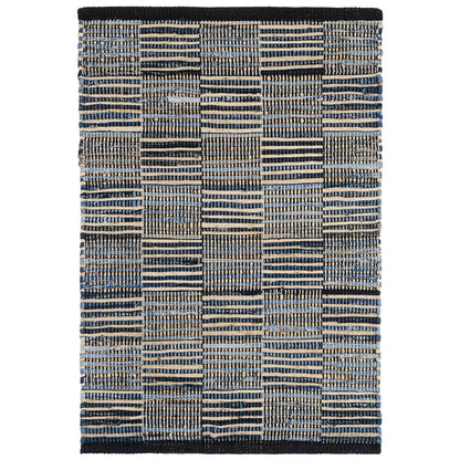 Denim Rag Handwoven Gridwork Cotton Rug
