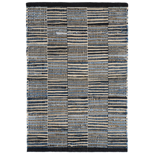 Denim Rag Handwoven Gridwork Cotton Rug