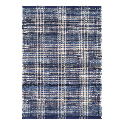 Denim Plaid Handwoven Cotton Rug