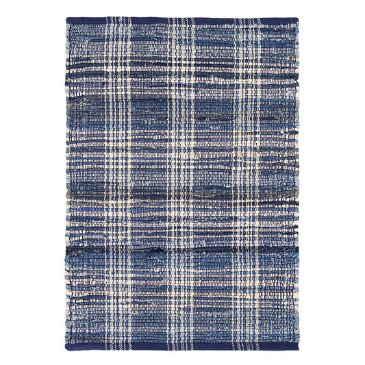 Denim Plaid Handwoven Cotton Rug