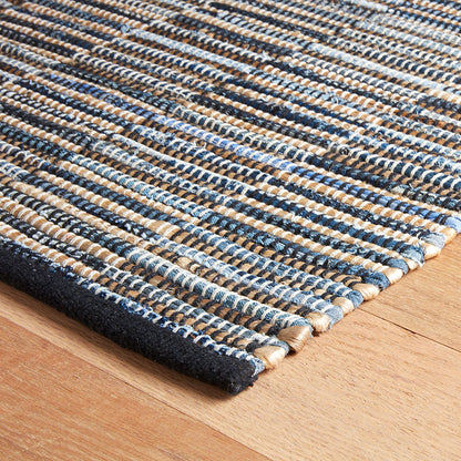 Denim Rag Handwoven Gridwork Cotton Rug