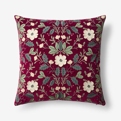 Velvet Embroidered Decorative Square Pillow Cover