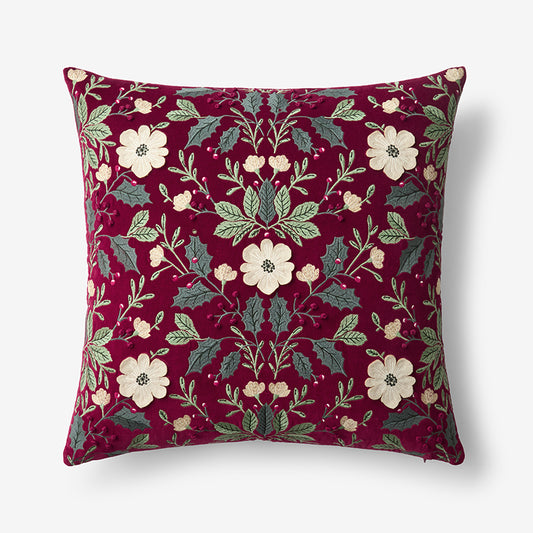 Velvet Embroidered Decorative Square Pillow Cover