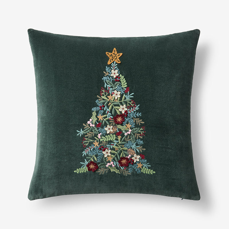 Velvet Embroidered Decorative Square Pillow Cover