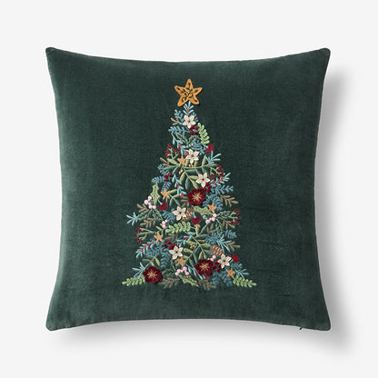 Velvet Embroidered Decorative Square Pillow Cover
