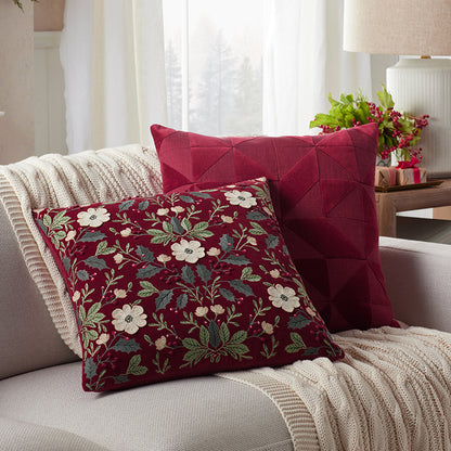 Velvet Embroidered Decorative Square Pillow Cover