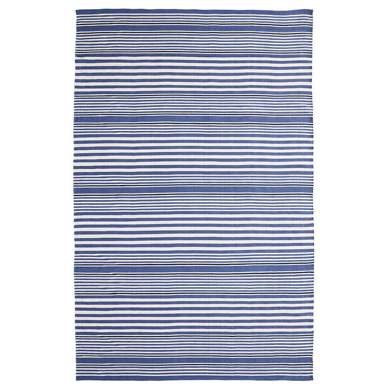 Rugby Stripe Denim Handwoven Indoor/Outdoor Rug