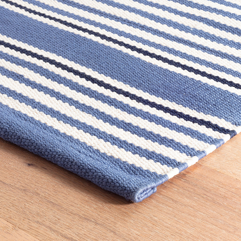 Rugby Stripe Denim Handwoven Indoor/Outdoor Rug