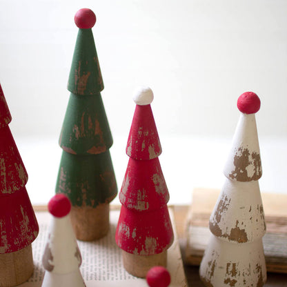 Vintage Wood Trees, Set of 9