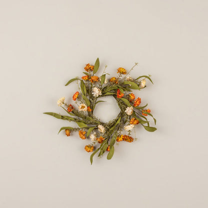 Cream & Orange Mini Daisy Candle Wreath