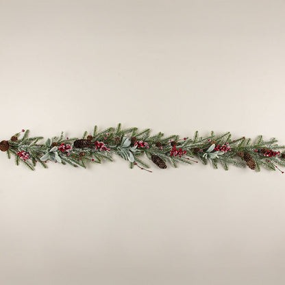 Snowy Pine Lamb's Ear & Red Berry Garland