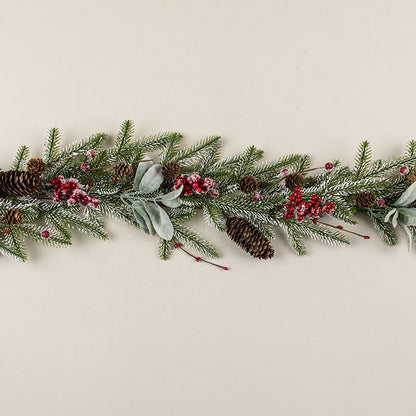 Snowy Pine Lamb's Ear & Red Berry Garland