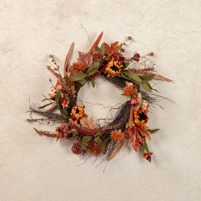 Mini Pom Pom & Sunflower Candle Wreath