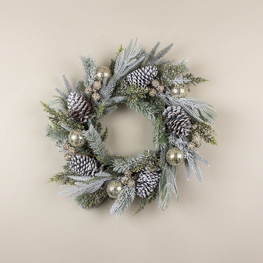 Frosted Pine Glitter Ball & Pinecone Wreath