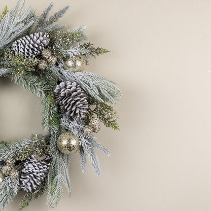 Frosted Pine Glitter Ball & Pinecone Wreath