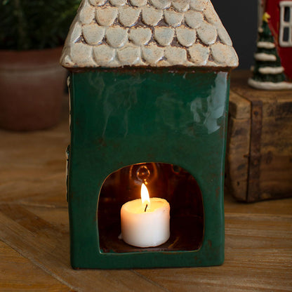 Ceramic Traditional Village Tealight Candle Holders, Set of 4