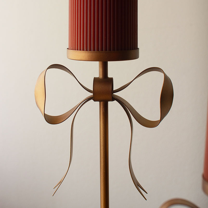 Antique Brass Bow Pillar Candle Holders, Set of 3