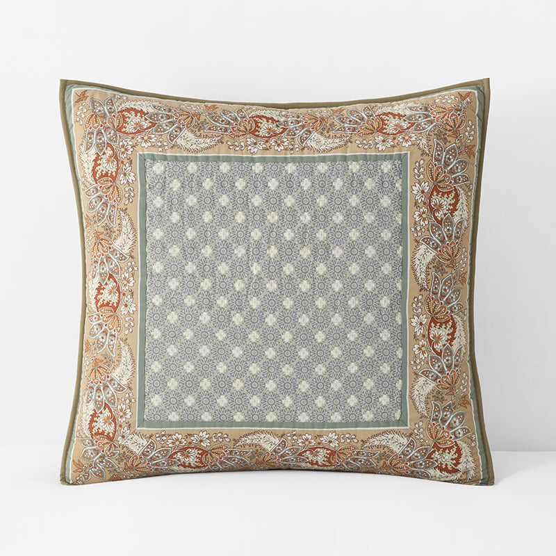 Vintage Floral Vine Patchwork Quilted Sham
