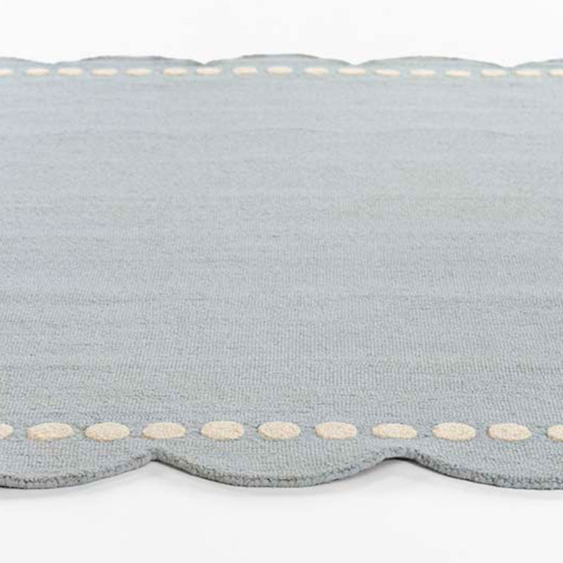 Scallop Dotted Border Hand Tufted Wool Rug