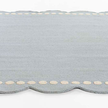 Scallop Dotted Border Hand Tufted Wool Rug
