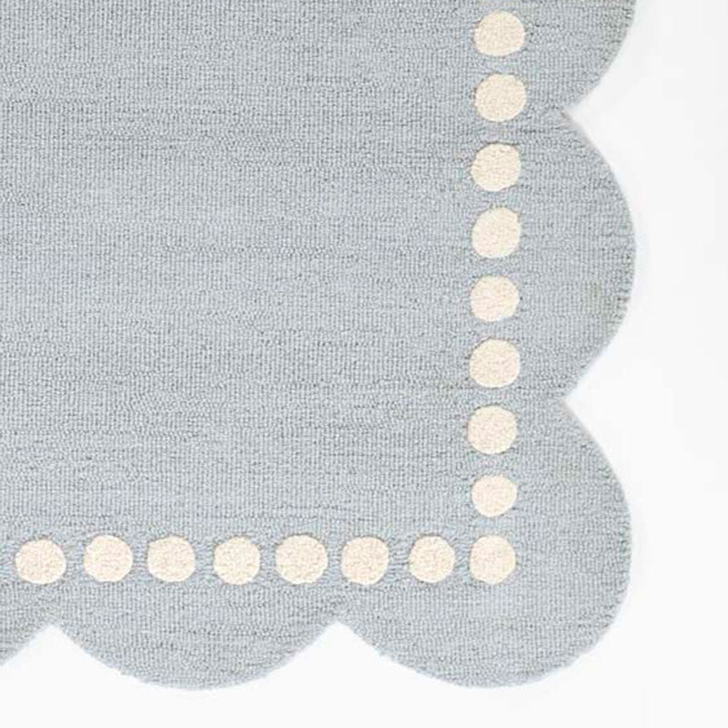 Scallop Dotted Border Hand Tufted Wool Rug