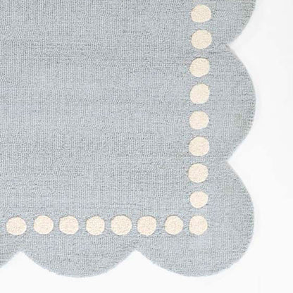 Scallop Dotted Border Hand Tufted Wool Rug
