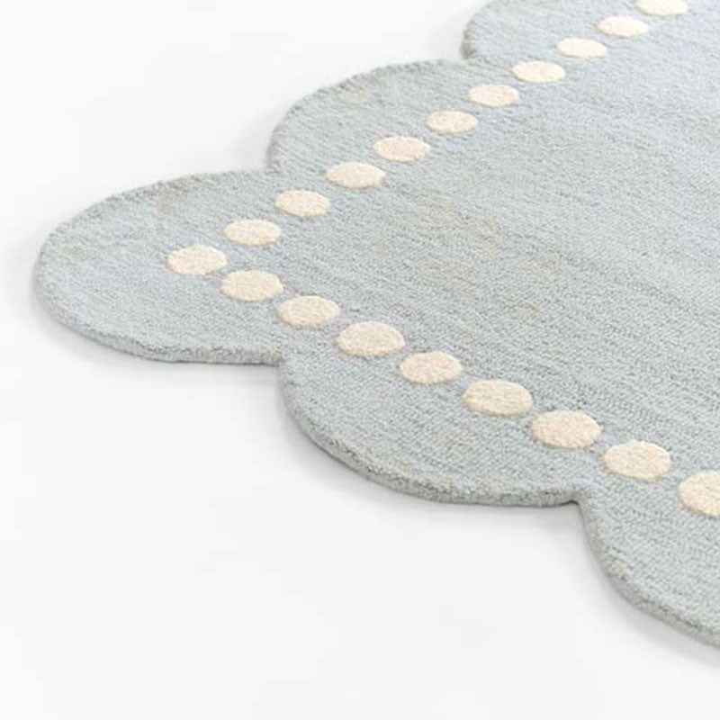 Scallop Dotted Border Hand Tufted Wool Rug