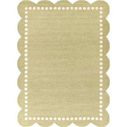 Scallop Dotted Border Hand Tufted Wool Rug