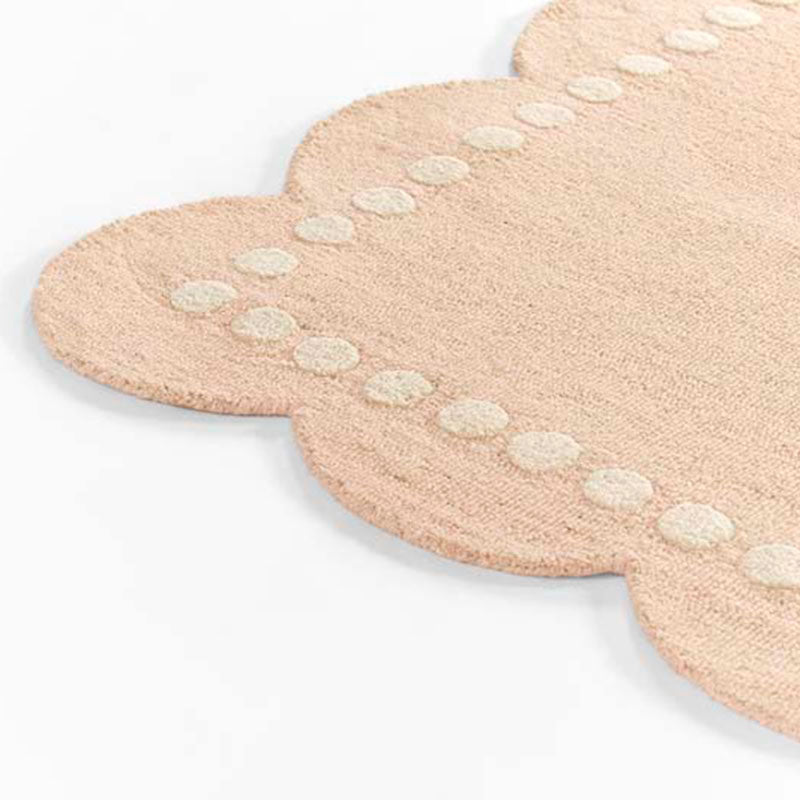 Scallop Dotted Border Hand Tufted Wool Rug