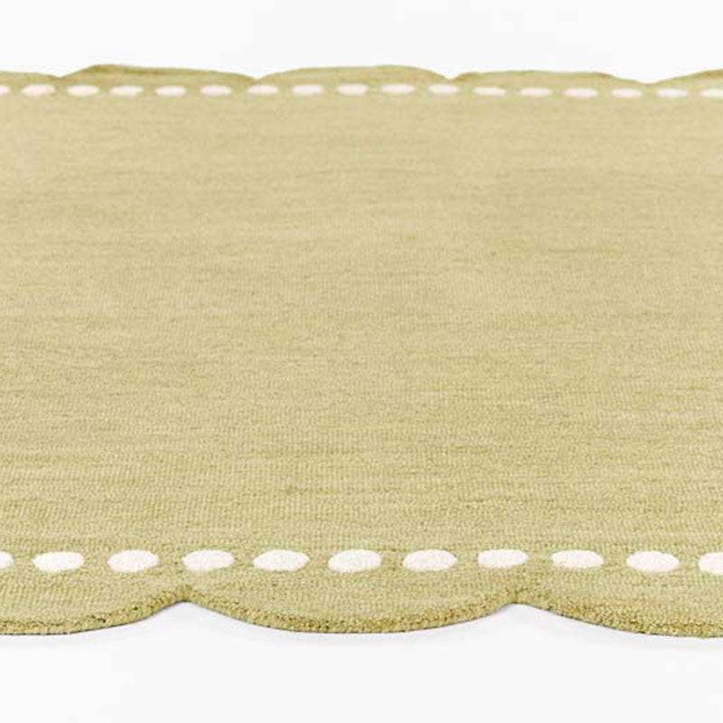 Scallop Dotted Border Hand Tufted Wool Rug