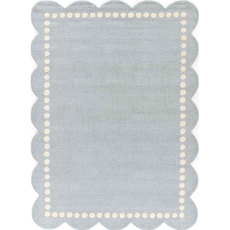 Scallop Dotted Border Hand Tufted Wool Rug