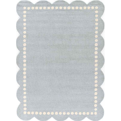 Scallop Dotted Border Hand Tufted Wool Rug