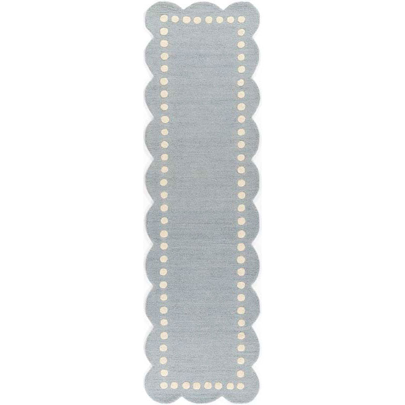 Scallop Dotted Border Hand Tufted Wool Rug