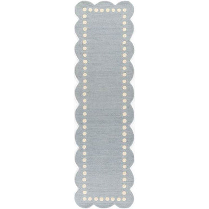 Scallop Dotted Border Hand Tufted Wool Rug
