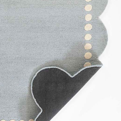Scallop Dotted Border Hand Tufted Wool Rug