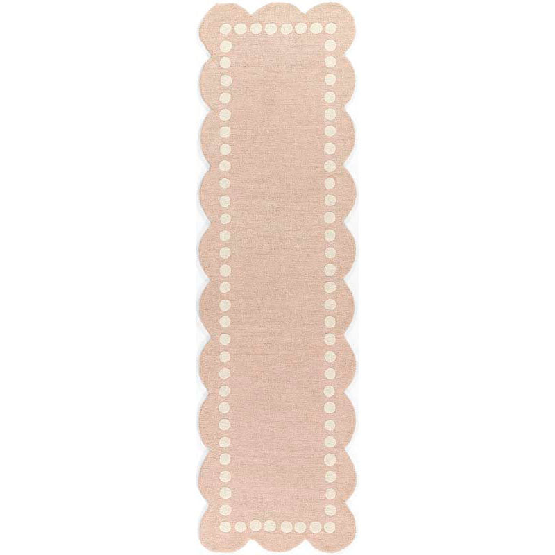 Scallop Dotted Border Hand Tufted Wool Rug
