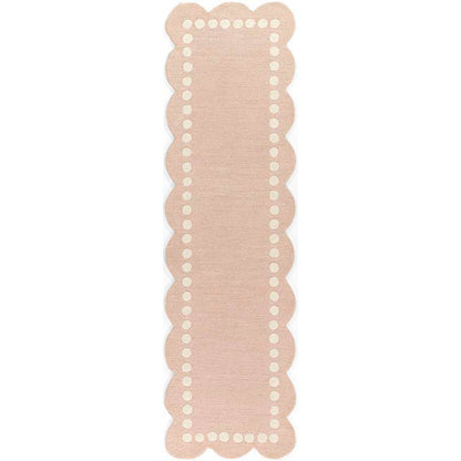 Scallop Dotted Border Hand Tufted Wool Rug