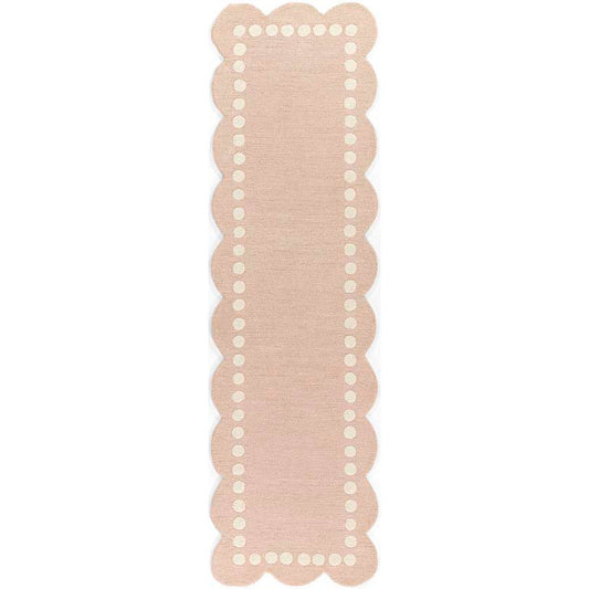 Scallop Dotted Border Hand Tufted Wool Rug