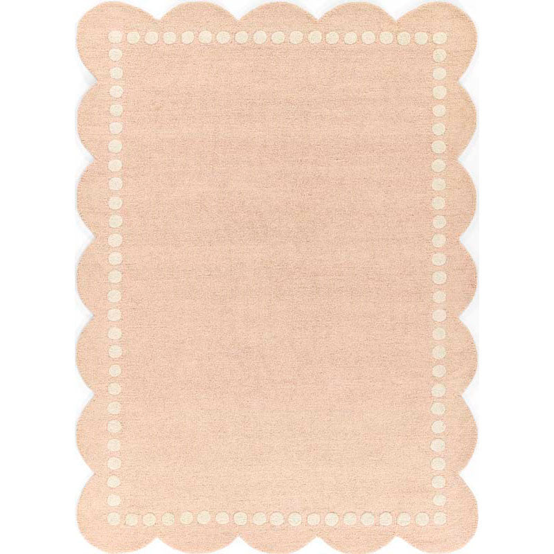 Scallop Dotted Border Hand Tufted Wool Rug