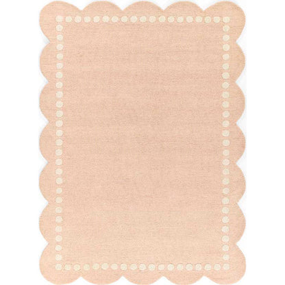 Scallop Dotted Border Hand Tufted Wool Rug