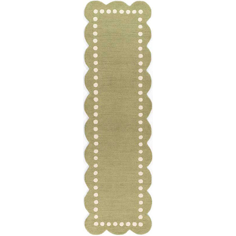 Scallop Dotted Border Hand Tufted Wool Rug