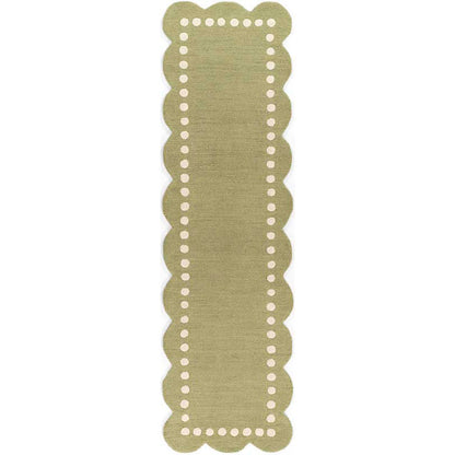 Scallop Dotted Border Hand Tufted Wool Rug